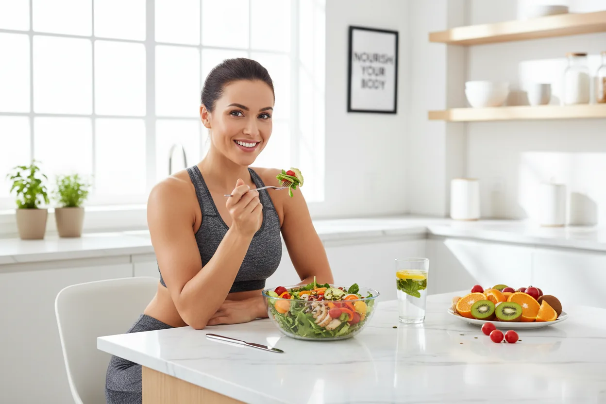 Woman eating healthy meal
